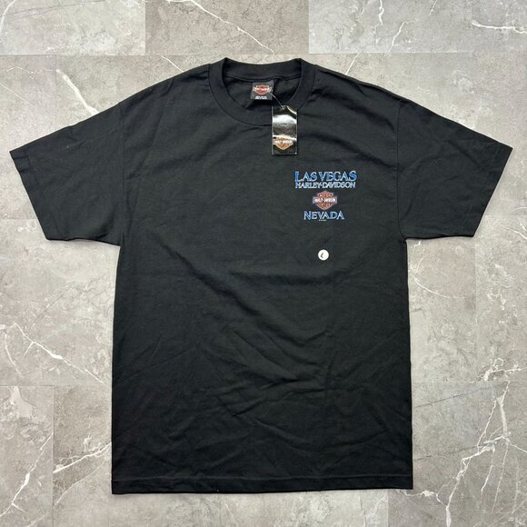 Harley Davidson Graphic Tee Mens Large Eagle Las Vegas Short Sleeve Black - Picture 2 of 9